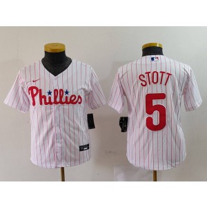 MLB Phillies 5 Bryson Stott White Nike Cool Base Youth Jersey MLB Phillies 5 Bryson Stott White Nike Cool Base Youth Jersey