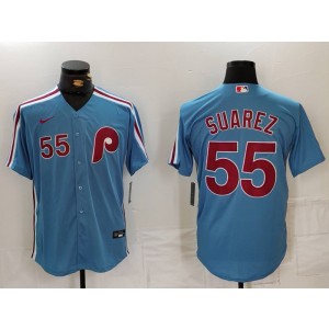 MLB Phillies 55 Suarez Blue Nike Cool Base Men Jersey MLB Phillies 55 Suarez Blue Nike Cool Base Men Jersey