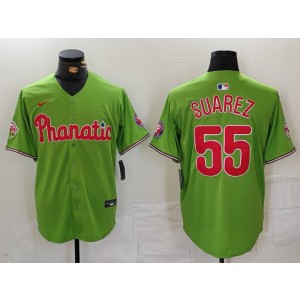 MLB Phillies 55 Suarez Green Nike Cool Base Men Jersey MLB Phillies 55 Suarez Green Nike Cool Base Men Jersey