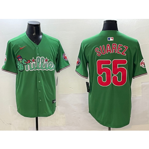 MLB Phillies 55 Suarez Green Nike Cool Base Men Jersey MLB Phillies 55 Suarez Green Nike Cool Base Men Jersey