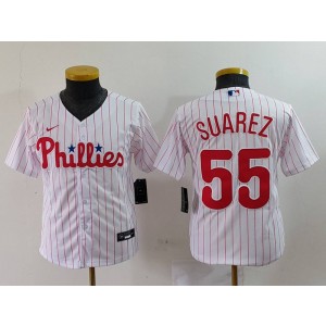 MLB Phillies 55 Suarez White Nike Cool Base Youth Jersey MLB Phillies 55 Suarez White Nike Cool Base Youth Jersey