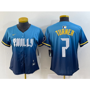 MLB Phillies 7 Trea Turner Blue City Connect Nike Cool Base Women Jersey MLB Phillies 7 Trea Turner Blue City Connect Nike Cool Base Women Jersey