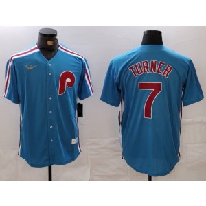 MLB Phillies 7 Trea Turner Blue Nike Cool Base Men Jersey MLB Phillies 7 Trea Turner Blue Nike Cool Base Men Jersey