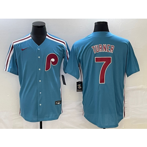 MLB Phillies 7 Trea Turner Blue Nike Cool Base Men Jersey MLB Phillies 7 Trea Turner Blue Nike Cool Base Men Jersey