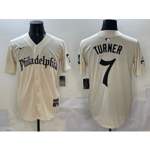 MLB Phillies 7 Trea Turner Cream New Nike Cool Base Men Jersey MLB Phillies 7 Trea Turner Cream New Nike Cool Base Men Jersey