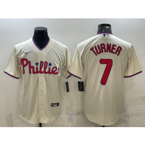 MLB Phillies 7 Trea Turner Cream Nike Cool Base Men Jersey MLB Phillies 7 Trea Turner Cream Nike Cool Base Men Jersey