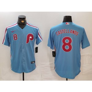 MLB Phillies 8 Nick Castellanos Blue Nike Cool Base Men Jersey MLB Phillies 8 Nick Castellanos Blue Nike Cool Base Men Jersey