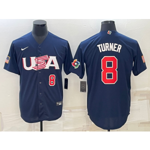 MLB Phillies 8 Trea Turner Blue 2023 World Series Cool Base Men Jersey MLB Phillies 8 Trea Turner Blue 2023 World Series Cool Base Men Jersey