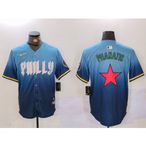 MLB Phillies Blank Blue Star Nike Cool Base Men Jersey