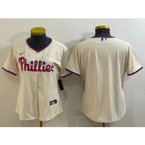 MLB Phillies Blank Cream Nike Cool Base Women Jersey(Run Small) MLB Phillies Blank Cream Nike Cool Base Women Jersey(Run Small)