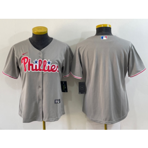 MLB Phillies Blank Gray Nike Cool Base Women Jersey(Run Small) MLB Phillies Blank Gray Nike Cool Base Women Jersey(Run Small)