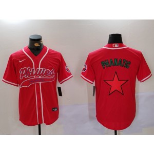 MLB Phillies Blank Red Star Nike Cool Base Men Jersey