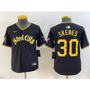 MLB Pirate 30 Paul Skene Black Gold Nike Cool Base Youth Jersey MLB Pirate 30 Paul Skene Black Gold Nike Cool Base Youth Jersey