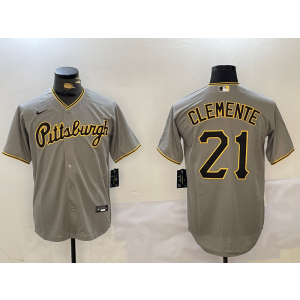 MLB Pirates 21 Roberto Clemente Grey Nike Cool Base Men Jersey MLB Pirates 21 Roberto Clemente Grey Nike Cool Base Men Jersey