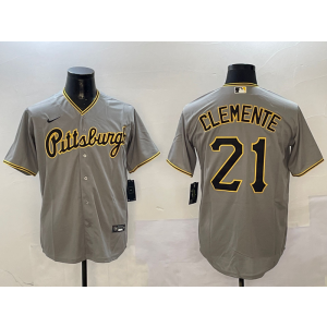 MLB Pirates 21 Roberto Clemente Grey Nike Cool Base Men Jersey MLB Pirates 21 Roberto Clemente Grey Nike Cool Base Men Jersey
