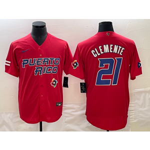 MLB Pirates 21 Roberto Clemente Red 2023 World Series Men Jersey