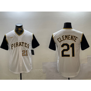 MLB Pirates 21 Roberto Clemente White Gold Nike Cool Base Men Jersey MLB Pirates 21 Roberto Clemente White Gold Nike Cool Base Men Jersey