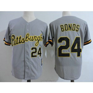 MLB Pirates 24 Barry Bonds Gray Cooperstown Collection Men Jersey MLB Pirates 24 Barry Bonds Gray Cooperstown Collection Men Jersey
