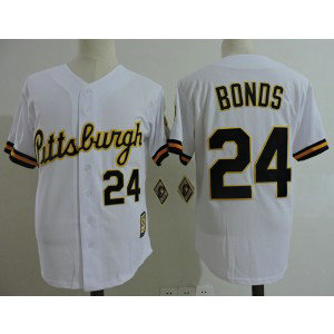 MLB Pirates 24 Barry Bonds White Cooperstown Collection Men Jersey MLB Pirates 24 Barry Bonds White Cooperstown Collection Men Jersey