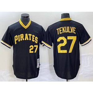 MLB Pirates 27 TEKULVE Black Throwback Men Jersey