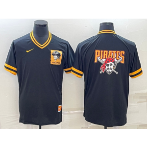 MLB Pirates Blank Black Baseball Logo Nike Throwback Men Jersey