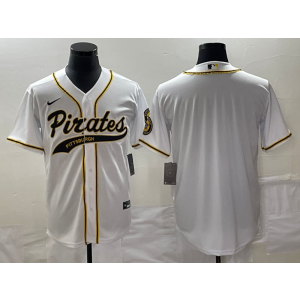 MLB Pirates Blank White Gold Baseball Nike Cool Base Men Jersey MLB Pirates Blank White Gold Baseball Nike Cool Base Men Jersey