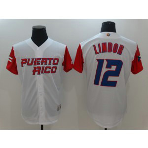 MLB Puerto Rico 12 Francisco Lindor White Men Jersey MLB Puerto Rico 12 Francisco Lindor White Men Jersey