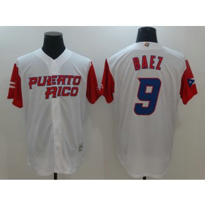 MLB Puerto Rico 9 Baez White Men Jersey MLB Puerto Rico 9 Baez White Men Jersey