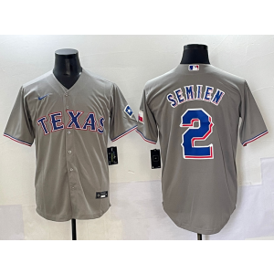 MLB Rangers 2 Marcus Semien Grey Nike Cool Base Men Jersey