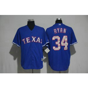 MLB Rangers 34 Nolan Ryan Blue Team Logo Print Cool Base Men Jersey MLB Rangers 34 Nolan Ryan Blue Team Logo Print Cool Base Men Jersey