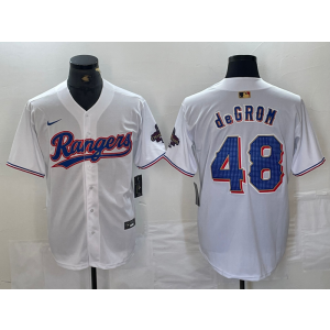 MLB Rangers 48 Jacob DeGrom White Gold Champion Nike Cool Base Men Jersey MLB Rangers 48 Jacob DeGrom White Gold Champion Nike Cool Base Men Jersey