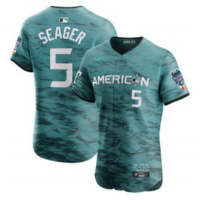MLB Rangers 5 Corey Seager Teal 2023 All-Star Nike Flexbase Men Jersey MLB Rangers 5 Corey Seager Teal 2023 All-Star Nike Flexbase Men Jersey