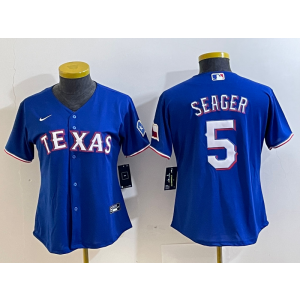 MLB Rangers 5 Seager Blue Nike Cool Base Women Jersey MLB Rangers 5 Seager Blue Nike Cool Base Women Jersey