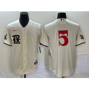 MLB Rangers 5 Seager Cream 2021 City Connect Nike Cool Base Men Jersey MLB Rangers 5 Seager Cream 2021 City Connect Nike Cool Base Men Jersey