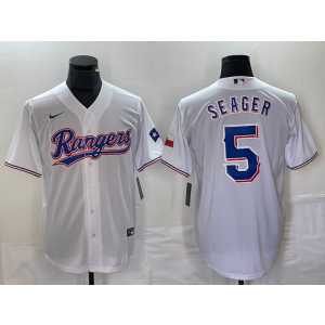 MLB Rangers 5 Seager White Nike Cool Base Men Jersey MLB Rangers 5 Seager White Nike Cool Base Men Jersey