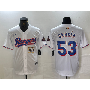 MLB Rangers 53 Adolis White Gold Champion Nike Cool Base Men Jersey MLB Rangers 53 Adolis White Gold Champion Nike Cool Base Men Jersey