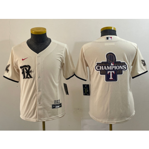 MLB Rangers Blank Cream Champions Logo Nike Cool Base Youth Jersey MLB Rangers Blank Cream Champions Logo Nike Cool Base Youth Jersey