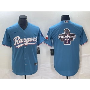 MLB Rangers Blank Light Blue 2023 Champion Nike Cool Base Men Jersey MLB Rangers Blank Light Blue 2023 Champion Nike Cool Base Men Jersey