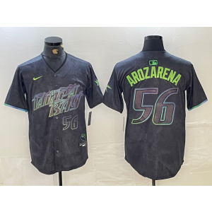 MLB Rays 56 Randy Arozarena Black City Connect Nike Cool Base Men Jersey