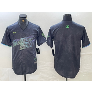 MLB Rays Blank Black City Connect Nike Cool Base Men Jersey
