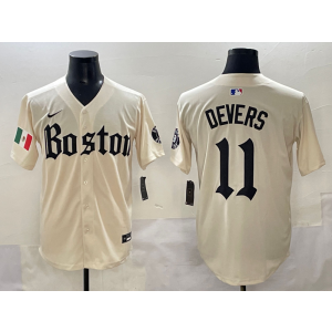 MLB Red Sox 11 Rafael Devers Cream New Nike Cool Base Men Jersey