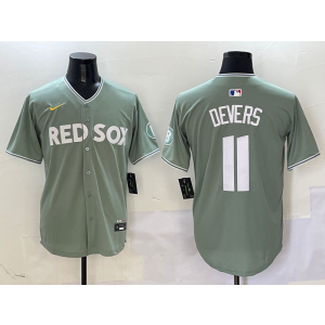 MLB Red Sox 11 Rafael Devers Grey Nike Cool Base Men Jersey