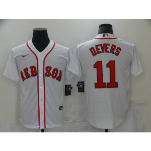 MLB Red Sox 11 Rafael Devers White Nike Cool Base Men Jersey