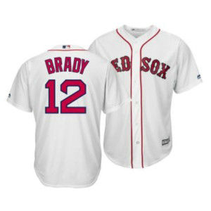 MLB Red Sox 12 Tom Brady White Cool Base Men Jersey