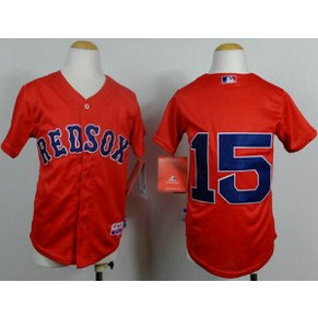 MLB Red Sox 15 Dustin Pedroia Red Cool Base Youth Jersey