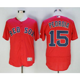 MLB Red Sox 15 Dustin Pedroia Red Flexbase Men Jersey