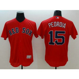 MLB Red Sox 15 Dustin Pedroia Red Flexbase Men Jerseys