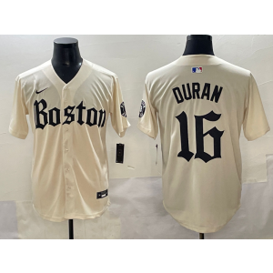 MLB Red Sox 16 Duran Cream New Nike Cool Base Men Jersey