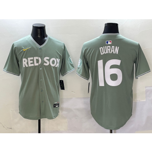 MLB Red Sox 16 Duran Grey Nike Cool Base Men Jersey