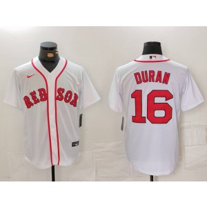 MLB Red Sox 16 Duran White Nike Cool Base Men Jersey